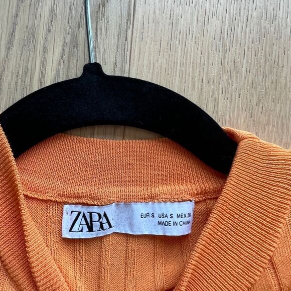 Zara Orange Long Sleeve Crop Top - Picture 3 of 3